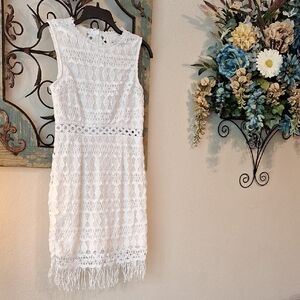 Lulu's White Sleeveless Sheath Midi Dress. Size SMALL